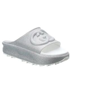 Gucci Interlocking GG Glitter Soft Rubber Platform Slides